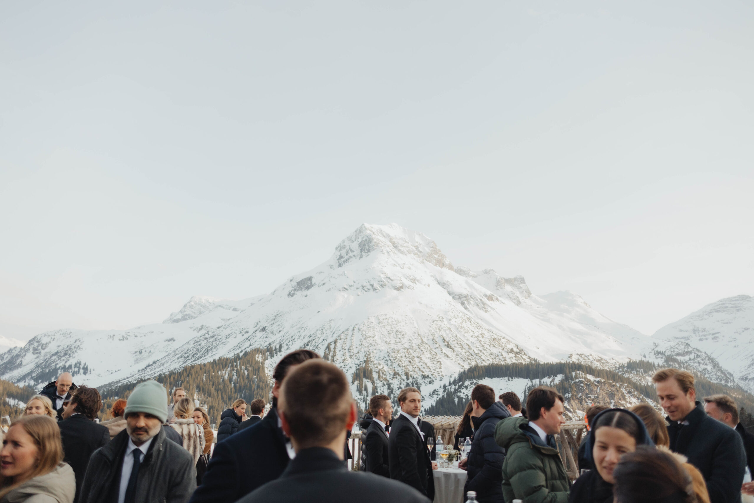 Wedding Guests on mountain peak