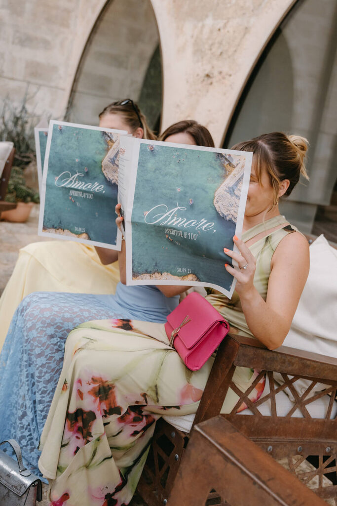 Guests at Wedding in Italy reading Newspapers