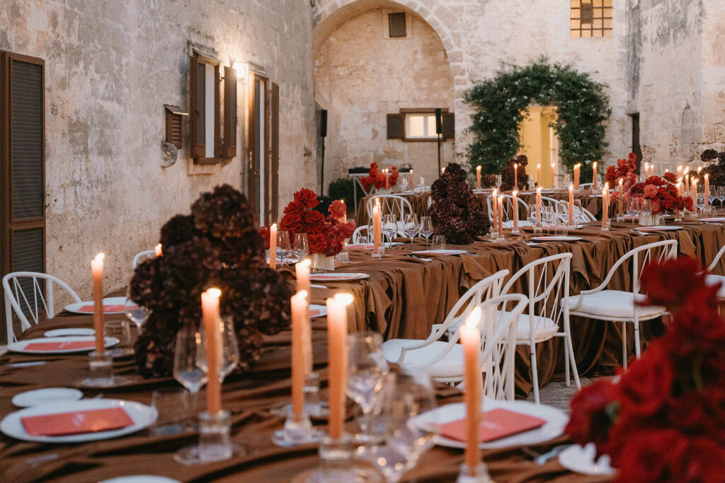 Red Table Setup at Italy Wedding