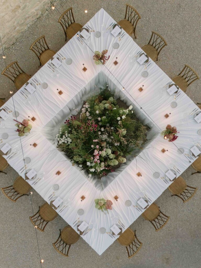 Green Table Setup at Italy Wedding
