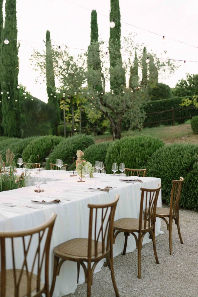 Green Table Setup at Italy Wedding
