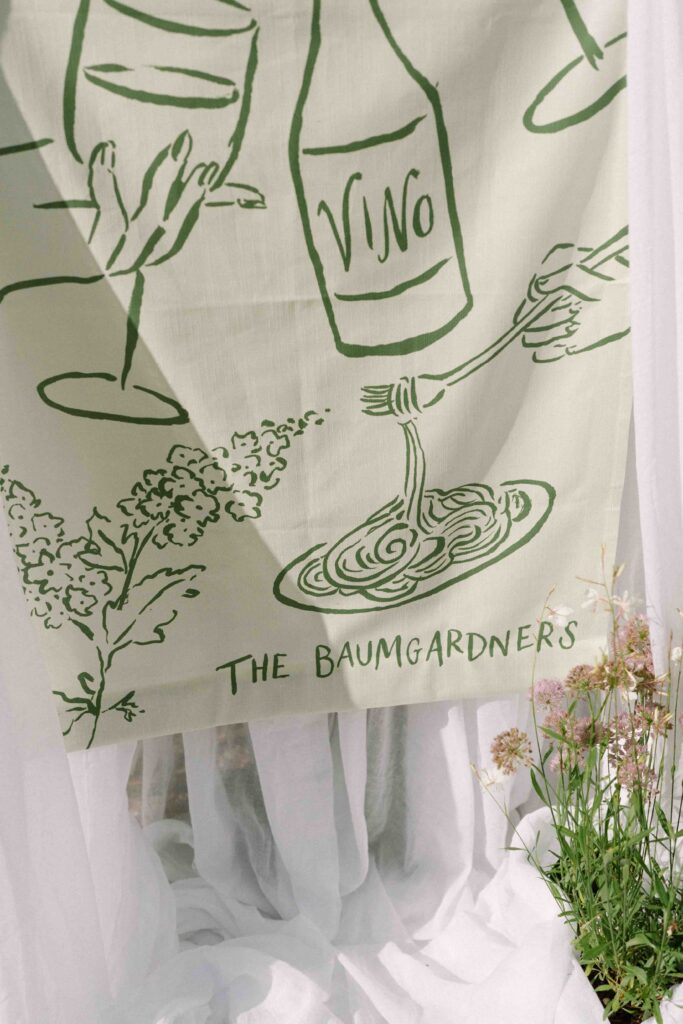 Hand drawn fabrics at Italy Wedding