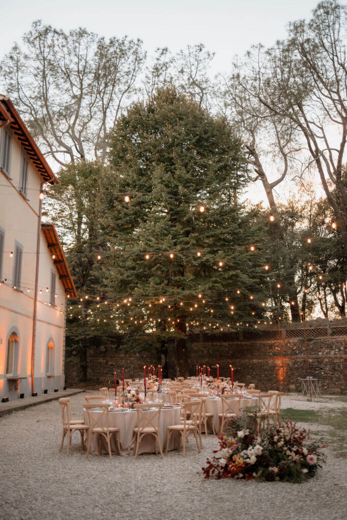 Italy Destination Wedding reception in Garden